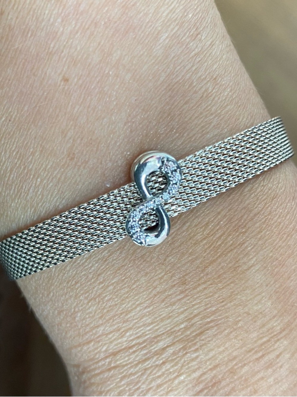 Pandora Reflection Mesh Bracelet Sterling Silver with Infinity Clip Charm